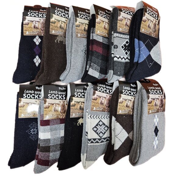 Iberryny Other - Mens Wool Thermal Socks Assorted 12 Pack Warm Winter Work Outdoor Hiking Crew